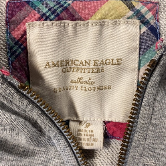American Eagle Distressed 3/4 Sleeve Hoodie - Picture 4 of 7